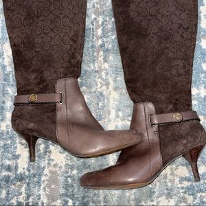 Dark Chocolate Coach Signature Logo Boots